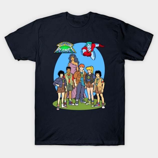 Captain Planet Group T-Shirt by BigOrangeShirtShop